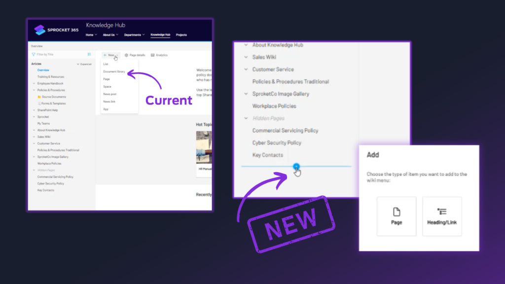 Wiki menu enhancements in Version 6.4