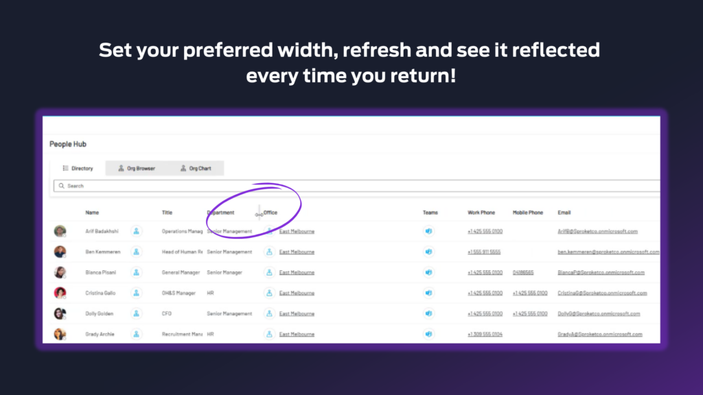 Column width settings in Version 6.4